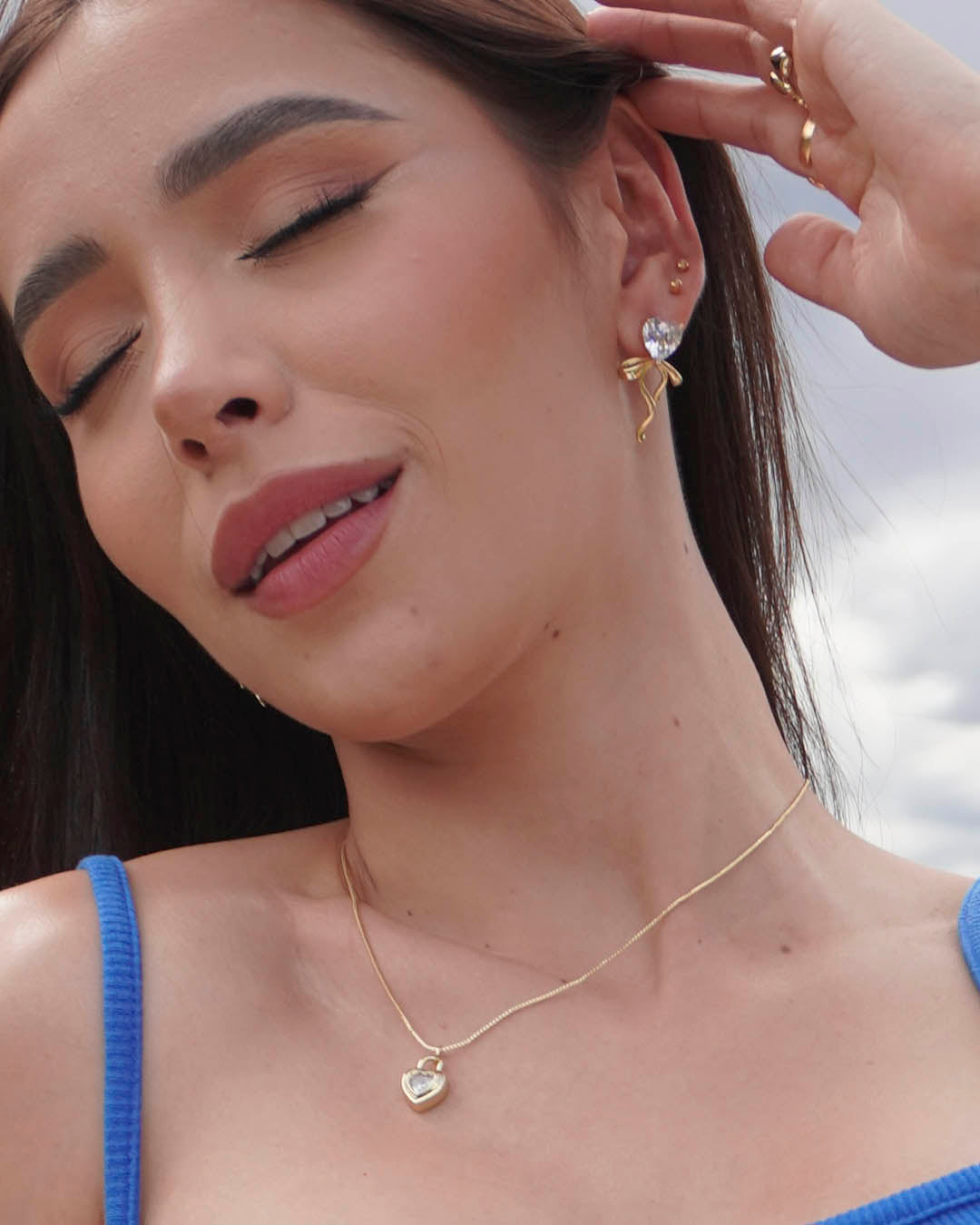 VALGATA set topo cadena moño corazón