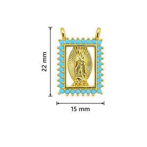 Dije virgen Guadalupe cuadrada circón azul - Medidas