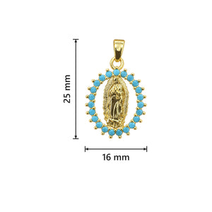 Dije virgen Guadalupe circon azul - Medidas