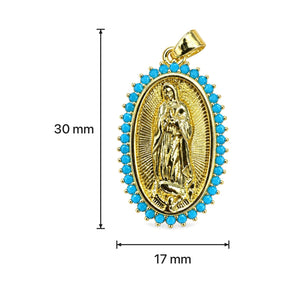 Dije virgen de Guadalupe piedra azul - Medidas