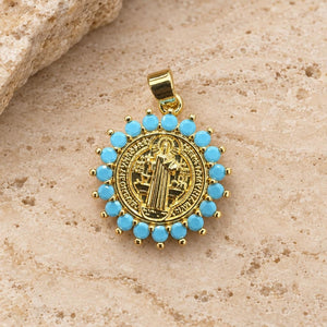 DIJE SAN BENITO CIRCON AZUL