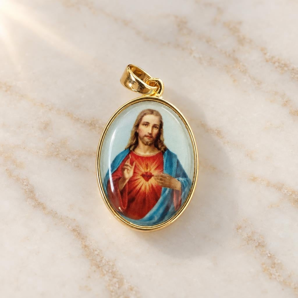 Dije ovalada imágenes religiosas - Modelo Corazón de Jesús
